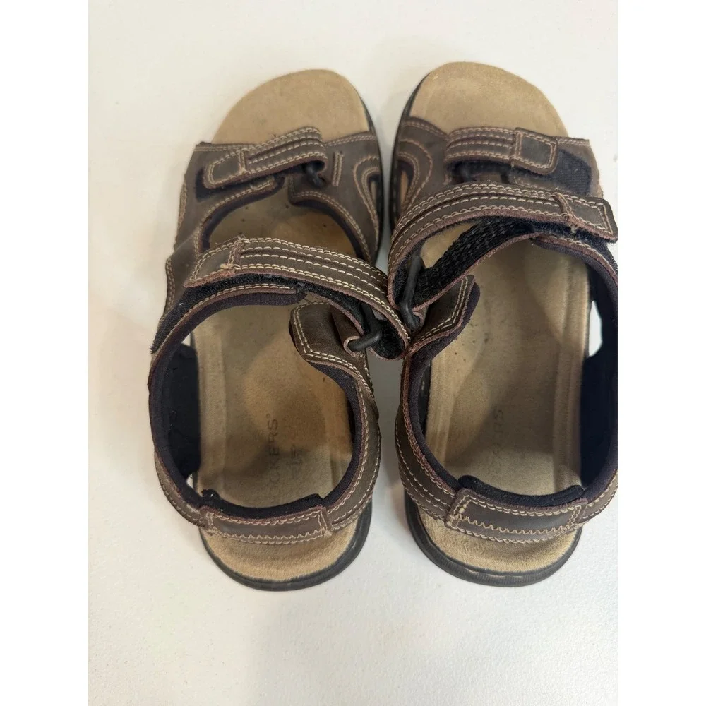 Dockers Mens Dark Brown Leather Strappy Sport Sandals Size 9M